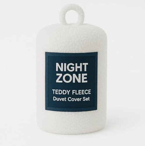 NIGHTZONE Teddy Fleece Duvet Cover Set With Pillow Case Thermal Fleece Warm Cosy Soft Fur Teddy Bedding Duvet Cover Set (White, Super King)