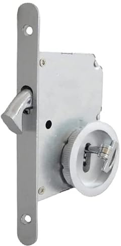 bricoleva.it Kit de cerradura para puerta corredera con roseta redonda con llave, manija con cerradura para puerta corredera (color cromo satinado)