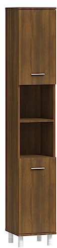 vidaXL Badschrank, Badezimmerschrank mit viel Stauraum, Schrank für Badezimmer, Badezimmermöbel Badmöbel Hochschrank Bad, Braun Eichen-Optik Holzwerkstoff