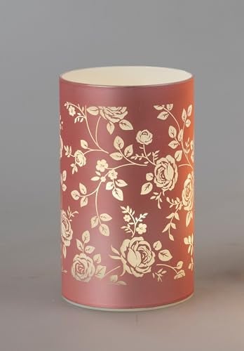 formano Dekoration 1 Stück Deko LED Deko Lampe 897169, Leuchte ROSEN mit Timer H. 15cm rosa Glas Rosen pastell