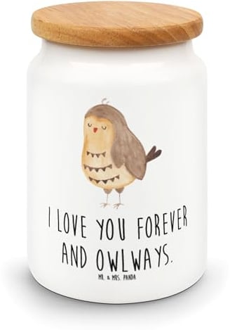Mr. & Mrs. Panda behälter Eule Zufrieden - Geschenk, Liebesspruch, Keksdose, Kaffeedose, Frischhaltedose, Dose, Wortspiel, Müde, zuckerdose, Hochzeitstag