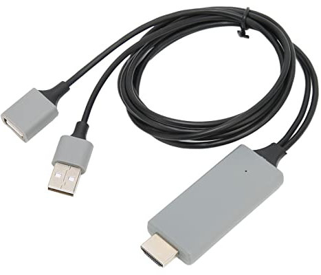 Câble Adaptateur AV Numérique HD USB vers HDMI, Adaptateur HDTV Miroir pour Smartphones iOS et Android, Tablettes, TV, Moniteur, Projecteur (Noir)