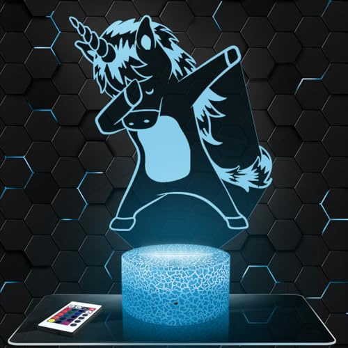 Lampephoto.fr - Lampada 3D Unicorno dab, Luce Notturna Tattile, Regalo, Unicorno dab Animale Illusione 3D Led, Idea Regalo di Natale, Lampada da Notte per Bambini o Adulti, Gadget