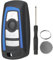 4 Knöpfe Autoschlüssel Gehäuse für BMW F10 F11 F20 F25 F30 F31 F80 E84 Schlüssel gehäuse mit Schraubendreher und Schlüsselring CR2450 Batterie（Blaue Umrandung）