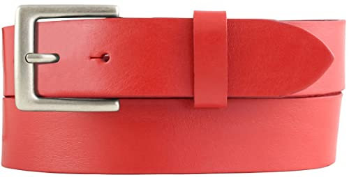 BELTINGER Gürtel aus Vollrindleder mit altsilberner Gürtelschließe 3,5 cm | Jeans-Gürtel für Damen Herren 35mm | Chino-Gürtel oder Trachten-Gürtel | Rot 105cm