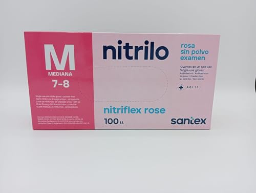 Santex Guantes de nitrilo rosa Caja 100 unidades (Medium)