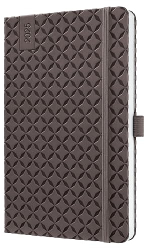 SIGEL J5123 Wochenkalender 2025 A5, Jolie, braun, Hardcover, Gummiband, Stiftschlaufe, Einstecktasche, 174 Seiten, vegan, Buchkalender, Terminplaner