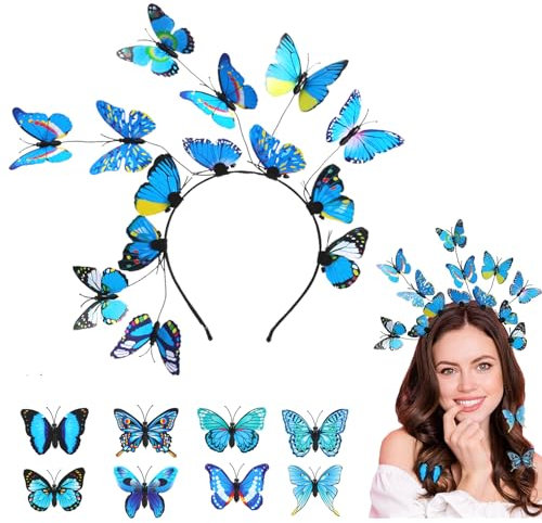 Orgoue Schmetterling Haarreif, Schmetterling Fascinator Fee Stirnband Schmetterlings-Stirnbänder Für Frauen Schmetterling Kopfschmuck Für Karneval