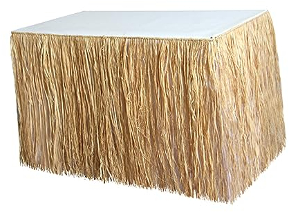 Milisten Strand Party Luau-Tischrock Tischrock mit Fransen Tiki Tischdecke Partytischrock Tischrock für Partys Hochzeit Kleid Stroh Bast Pool-Party Dekorationen