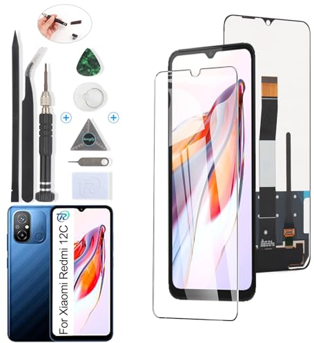 RongZy für Xiaomi Redmi 12C LCD Bildschirmersatz für Xiaomi Redmi 12C Touchscreen Digitalisierer Display mit Werkzeugen(Schwarz)
