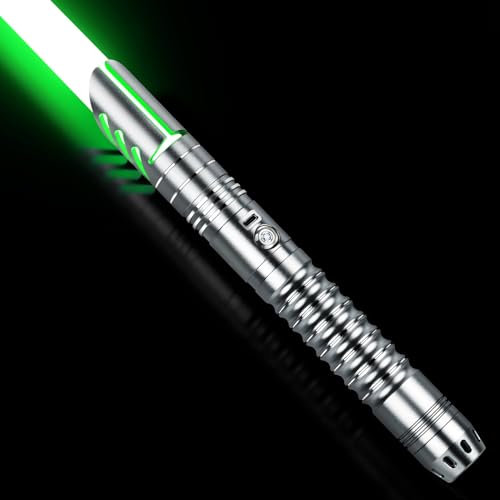 Smooth Swing Duell Lichtschwert - Motion Control Lichtschwerter RGB 16 Farben wechselbares Lichtschwert | 16 Modi Sounds Metall Hilt Lightsaber für Erwachsene, Grau