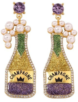 Scnvsi Festliche Flasche Champagner-Ohrringe, einzigartige Designs, Karnevals-Ohrstecker, leichte und Bequeme Ohrringe, Schmuck