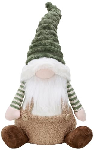 Valery Madelyn Weihnachtswichtel für Weihnachtsdeko,23cm Weihnachtsgnom Grün Braun,Biegsamer Hut,Deko Weihnachten Zwerg für Fensterbank Tür Innen