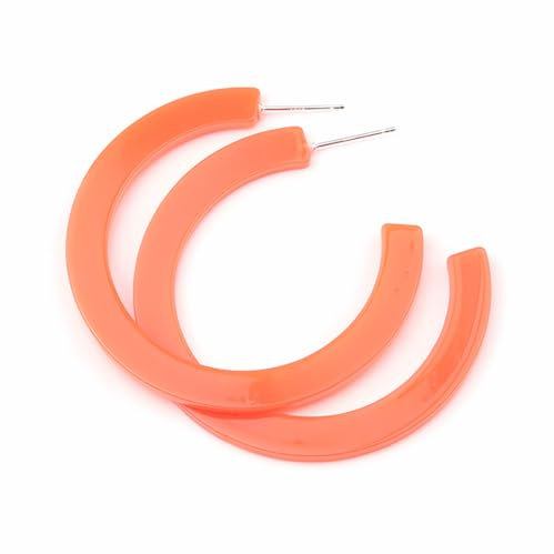 WeddHuis 1 Pair Neon Ohrringe Damen Große Creolen Acryl Vintage Neon Ohrringe Offene Ohrringe C-Form Mode Dicke Hoop Earrings Leichter Schmuck Ohrringe Für 70er 80er 90er Party Zubehör Ohrhänger