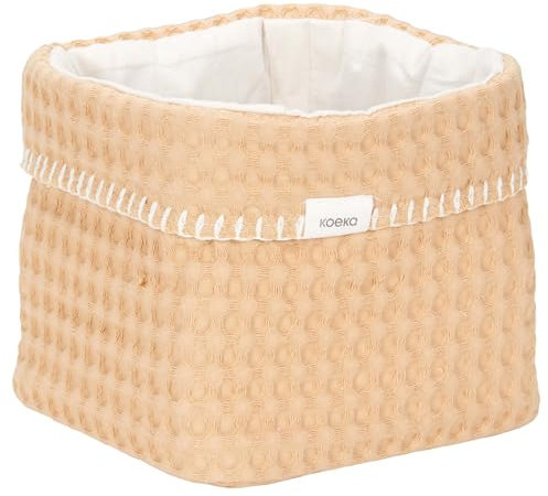 Koeka Aufbewahrungskorb - Wickeltisch Organizer - Aufbewahrungsbox Für Babyzimmer - Antwerp - Waffelstoff Aus Baumwolle - Gelb 15X18X15