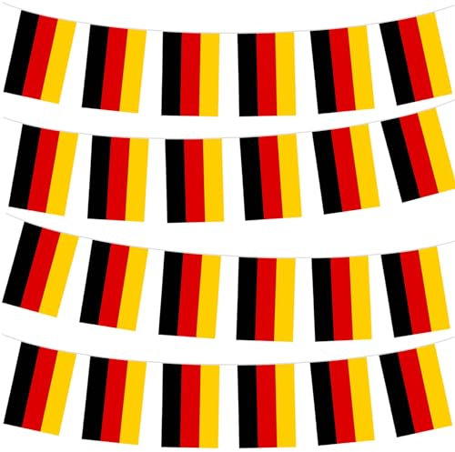 Deutschland Flaggen Wimpelkette Deutschland Wimpelkette Oly 2024 Dekorationen 10m 30 Flaggen Deutsche Flaggen Banner Deutschland Wimpelkette für Oly Spiele 2024 Sport Fußball Events