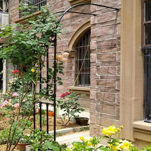Gaommini Metal Half-side Arch - Garden Arbor Trellis Wall Mounted Wedding Archway Heavy Duty Steel Support Arches, Pergola Trellis For Climbing Plants Stand Garden Arch(180x240x40CM/5.9x7.9x1.3ft)