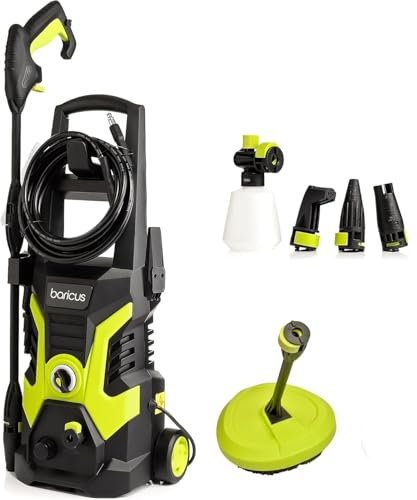 Baricus Hochdruckreiniger Nenndruck 90 Bar, max. Druck 135 Bar - 1700W - inkl. Zubehör - wahlweise mit 4,3m Verstellbarer Lanze - Dreckfräse - B-Ware (Hochdruckreiniger mit Bodenreiniger Set, 1)