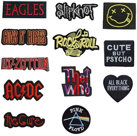 BDSHUNBF 12 Stück Patches zum Aufbügeln, Flicken zum Aufbügeln, Bügel Patches, Bestickte Aufnäher, Band Patch für Kleidung, Jeans, T-Shirt, Textilien, Taschen, Bügelflicken