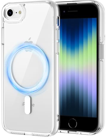 XTCASE Hülle für iPhone SE 2020&2022 / iPhone 8/7 Magnetisch kompatibel mit Magsafe, Transparent Handyhülle Durchsichtige PC Rückseite + TPU Bumper - Crystal Clear
