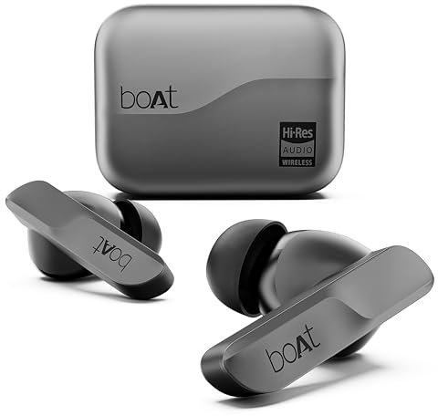 boAt Airdopes 800 HiDef, noleggia audio LDAC, 4Mic ENx, supporto app, ricarica ASAP, IPX5, bassa latenza, doppio accoppiamento, BTv5.3, auricolari Bluetooth, auricolari wireless TWS (grigio