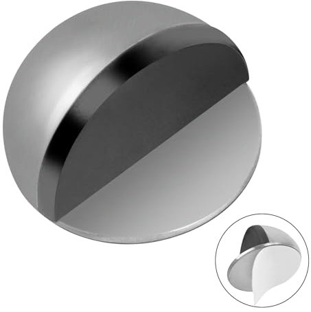 Tope Puertas Suelo, 1PCS Adhesive Door Stopper, Tope de Puerta de Acero Inoxidable, Topes Para Puertas Suelo con Topes de Goma, no Se Requiere Taladrar, Protección de Pared(Plata)