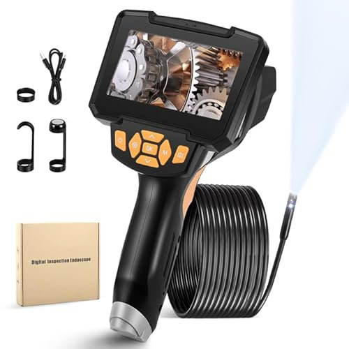 QCXWCJWD Dual-Camera Endoscope Inspection Camera, 1080p/4.3-Inch IPS Dual-View, Waterproof, Black, USB, Suitable For Wall/Car/Engine Inspection (5m/8mm)