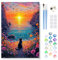MOGTAA Peinture Numero Enfant Adulte avec Cadre, Chat Noir Peinture par Numero Adulte, DIY Paysage Numéro d'Art Kits, Loisirs Créatifs Adultes, pour décoration d'intérieur, 20x30cm