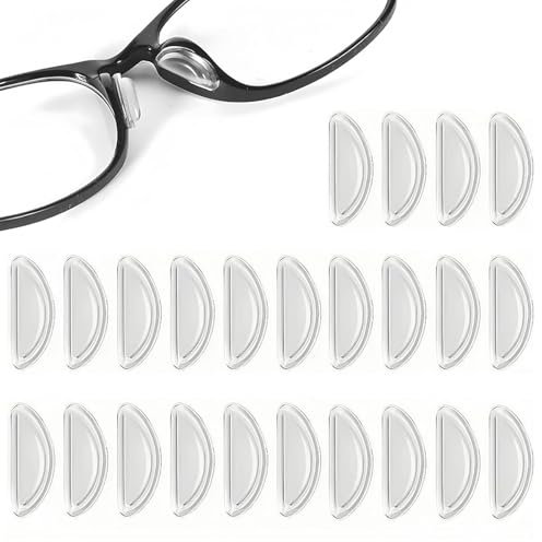 24 Pair Adhesive Eye Glasses Nose Pads,Anti Slip Nosepads with Sticky Backing,Adhesive Nose Pads Glasses Nose Pad,Nose Pads for Glasses, Eyeglasses and Sunglasses(Transparent,15 x 6 x 1.5 mm)
