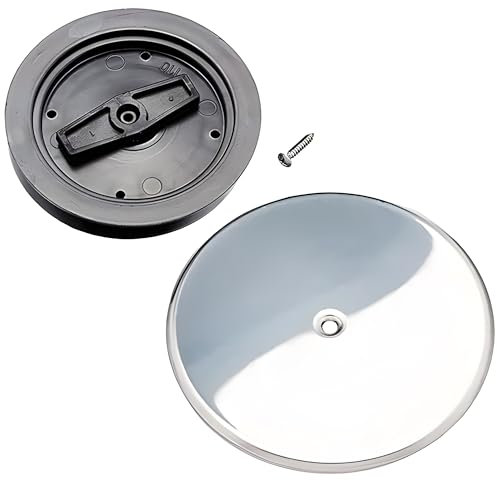 Tapa Bote sifónico, tapón de expansión para Bote de 110 Ø mm, Tapa embellecedor Cromado y Tornillo de Acero Inoxidable, Baño, Cocina, etc.. (Sin aireación)