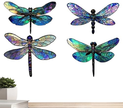 Krmoau Dragon Fly - Décoration murale en bois - Pour salon, jardin - Sculpture d'extérieur - Pour terrasse, salon et chambre à coucher