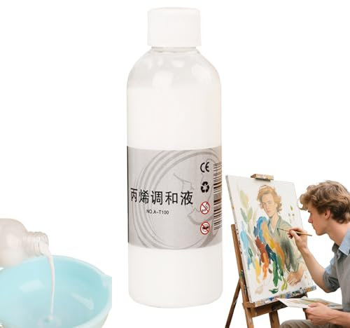 Soluzione di miscelazione di propilene, diluente per pittura acrilica, vernice acrilica media, comoda dimensione 100 ml, compatibile con tutti gli acrilici, 100 ml per migliorare la consistenza