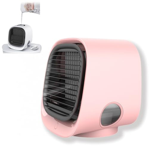 Enfriador de aire AiraBreeze con luz nocturna LED, humidificador y dispensador de fragancias portátil, aire acondicionado portátil pequeño, mini aire acondicionado para dormitorio, oficina y camping.