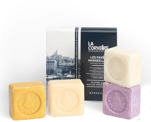 La Corvette – Les Pavés Marseillais – Coffret 4 savons 100g – Senteurs provençales – Fabriqué en France