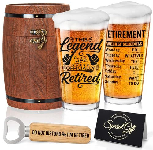Joybble Retirement Gifts for Men, Retirement Beer Glass - This Legend HAS Officially Retired - Funny Gifts for Men, Beer Glass 480ml, Ideas Retiring Presents for Grandpa, Dad, Husband