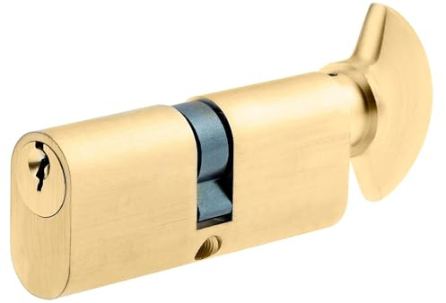 Keypak Thumbturn Cylinder Lock 70mm Polished Brass – Euro Turn High Security Anti-Drill & Anti-Pick Lock for Wooden, UPVC & Composite Doors