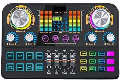 DJ-Controller, Soundkarte Gaming Mixer Streaming Mixer Mit Interface BT Sound Board for PC Telefon Live-Streaming