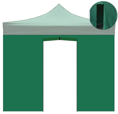 Seitenplane 3 x 2 m grün wasserdicht mit Rolltür für Faltpavillon 3 x 3 m