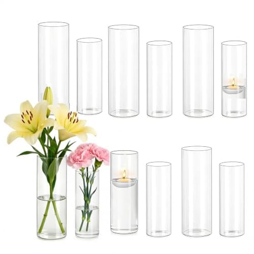 Glasvas cylindervas-set, små vaser för bordsdekoration, vas glas 12 glasvaser för bordsdekoration bröllop för bröllopsdekoration vardagsrum dekoration party dekoration festpresenter