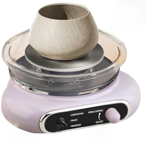 Mini Tornio Elettrico per Ceramica con Pedale, Set Tornio Elettrico per Ceramica con Controllo della velocità Stepless E Ciotola in Ceramica Rimovibile, per Fai-da-Te E Formazione A Casa Purple