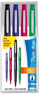 Paper Mate Flair Felt Tip Pens | Medium Point (0.7mm) | Assorted Business Colours | 4 Count Pouch