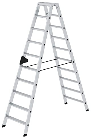 Aluminium-Stufen-Stehleiter beidseitig begehbar 2 x 10 Stufen Arbeitshöhe bis ca. 4,00 m