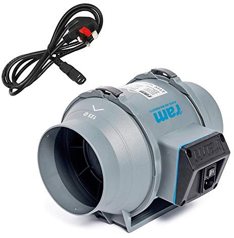 4 5 6 8 inch RAM Inline Mixed Flow UK Plug Hydroponics Grow Fan upto 840m3/hr (100mm 4- 199 m3/hr)
