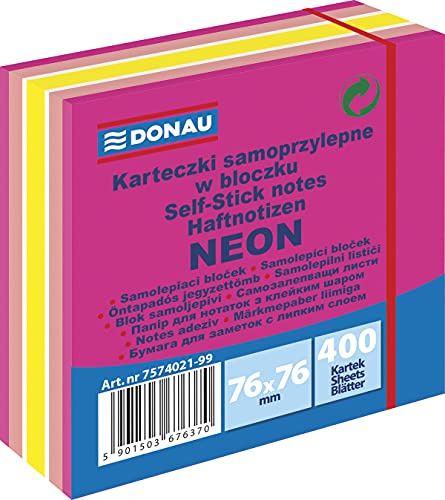 DONAU 7574021-99 Notes Würfel Haftnotizen/ Rosatöne Selbstklebende Haftnotizzettel Sticky Notes 76x76mm, 1x400 Blatt, Notizblöcke quadratisch für Büro Schule