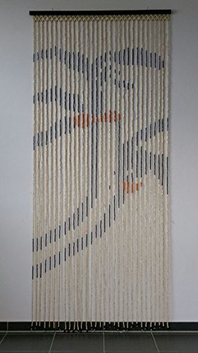 Kottig Perlholz Türvorhang Dekorationsvorhang Raumteiler Vorhang 90x200 cm mit Holzleiste Modell 06