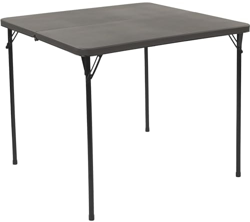 Flash Furniture Dunham quadratischer Kunststoff-Klapptisch mit Tragegriff, tragbar, für Veranstaltungen im Innen- und Außenbereich, 7 cm, Dunkelgrau, Dunkel_grau