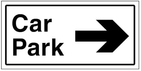 V Safety Car Park Arrow Right Sign - 300 x 150 mm - 1 mm Rigid Plastic Safety Sign