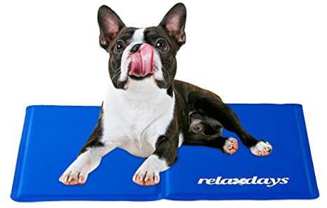 Relaxdays Kühlmatte Hund, selbstkühlend, abwischbar, robust, mit Gel, Kühldecke für Tiere, Kältedecke 40 x 50 cm, blau