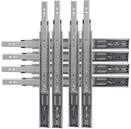 DR.LIPPMANN 4 Paar (8 Stück) Schubladenschienen 350mm Push To Open Vollauszüge für Schubladen 45kg Tragkraft H=45 (350mm)