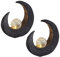 etc-shop Garten Außenlampen Mondsichel Solarleuchte dekorative LED Solarleuchte Mond, Halbmond Kugel schwarz braun, LED, H 30,5 cm, Terrasse, 2er Set